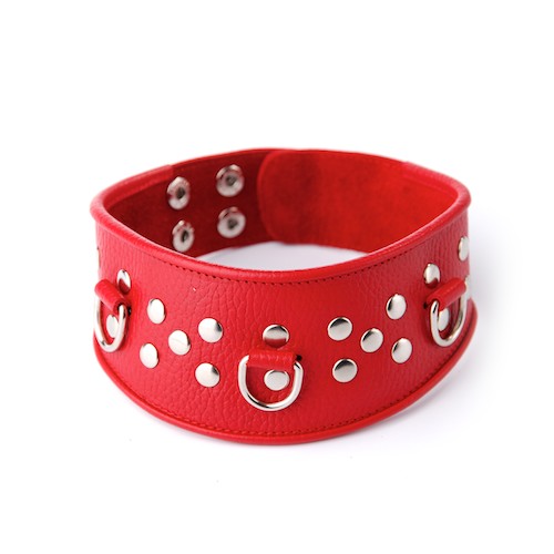 Кожаный красный ошейник с велюровой подкладкой Кожаный красный ошейник с велюровой подкладкой