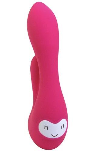 Розовый вибратор Shimoji Happy с клиторальным отростком - 14 см. Розовый вибратор Shimoji Happy с клиторальным отростком - 14 см.