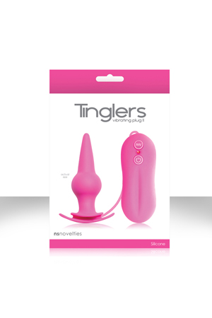Розовая анальная пробка Tinglers - Plug II с вибрацией Розовая анальная пробка Tinglers - Plug II с вибрацией