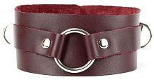 Бордовый широкий ошейник с кольцом Maroon Collar