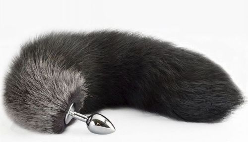 Серебристая анальная пробка с хвостом Серебристая анальная пробка с хвостом