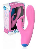 Розовый мини-вибратор типа ’’кролик’’ с управлением через приложение - 14,5 см.