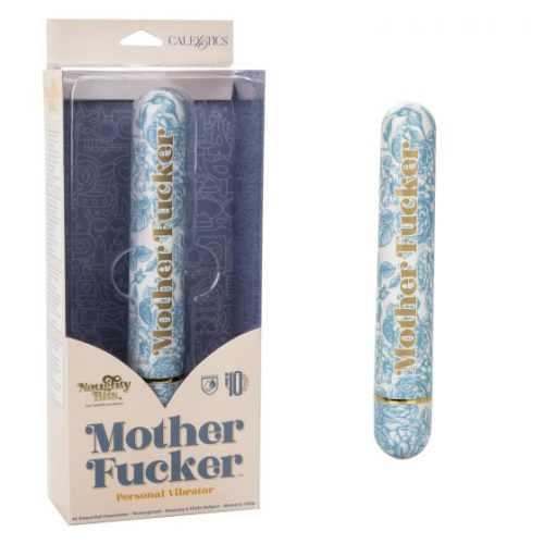 Голубой классический вибратор Naughty Bits Mother Fucker Personal Vibrator - 18 см. фото 2