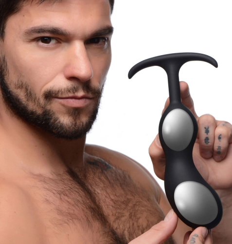 Черный массажер простаты с утяжелителями Premium Silicone Weighted Prostate Plug XL - 20,8 см. фото 3