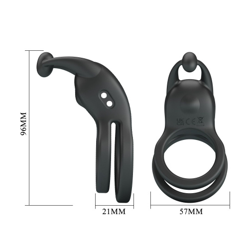 Черное перезаряжаемое виброкольцо Goodwin фото 5