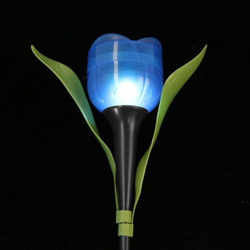 Садовый светильник на солнечной батарее «Тюльпан синий» фото 7