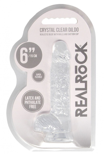 Прозрачный фаллоимитатор Realrock Crystal Clear 6 inch - 17 см. фото 3
