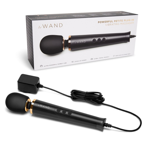 Черный проводной вибратор Le Wand Petite Vibrating Massager - 25 см. фото 2