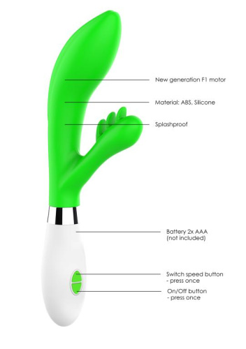 Зеленый вибратор-кролик Agave - 23 см. фото 5