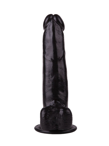 Фаллоимитатор с мошонкой на присоске чёрного цвета - 16,5 см. фото 3