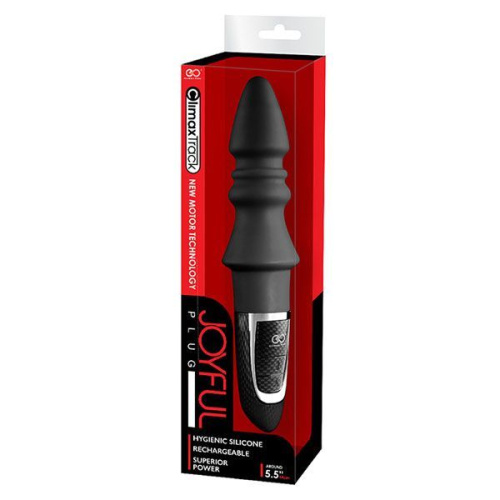 Черный конический анальный вибромассажер-ёлочка JOYFUL PLUG VIBRATOR 5.5INCH - 14 см. фото 2