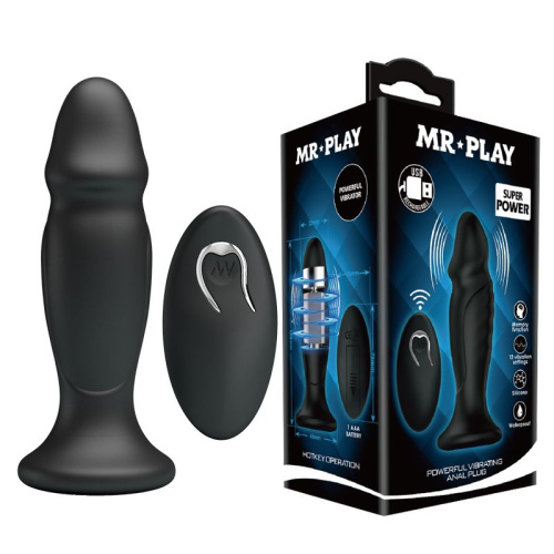 Черная анальная втулка с 12 режимами вибрации Mr Play - 12,4 см. фото 5