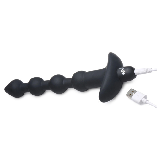 Черные анальные бусы с вибрацией и пультом ДУ 28X Remote Control Vibrating Silicone Anal Beads - 19 см. фото 2