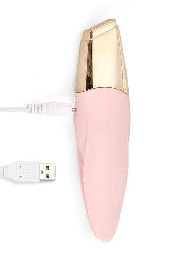 Нежно-розовый мини-вибратор с раздвоенным кончиком - 12,3 см. фото 5