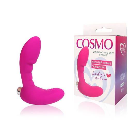 Розовый вибромассажер Сosmo с отростком - 9 см. фото 2