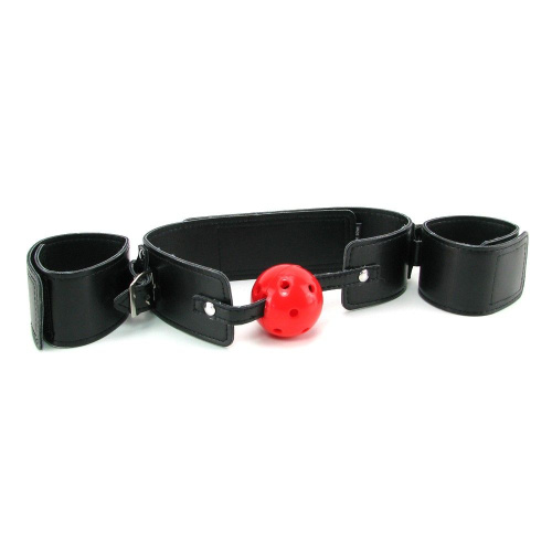 Кляп-наручники с красным шариком Breathable Ball Gag Restraint фото 6