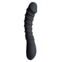 Черный вибромассажер Appetency Wild Ribbed Vibe - 21,5 см.