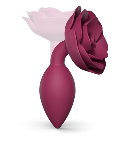 Сливовая анальная пробка с ограничителем-розой Open Rose Size M Butt Plug фото 3
