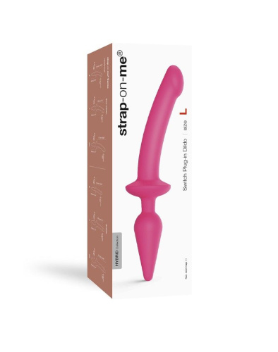 Розовый двусторонний фаллоимитатор Strap-On-Me Dildo Plug-In Switch size S фото 2