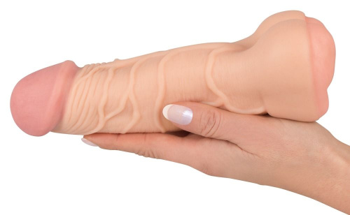 Телесная насадка-мастурбатор 2-in-1 Extension Masturbator - 21 см. фото 4