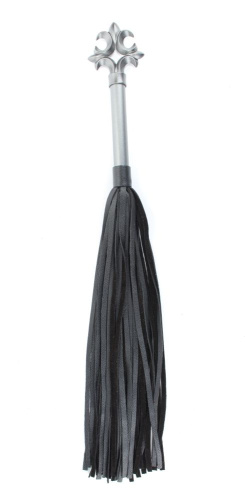 Черная плеть из натуральной кожи в готическом стиле - 60 см. фото 3