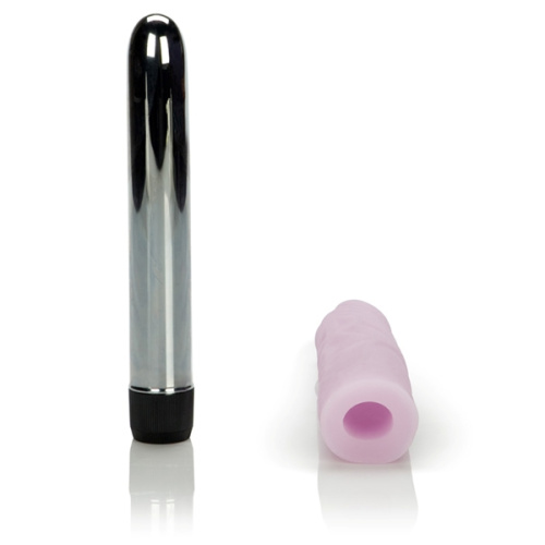 Рельефный вибратор Soft Touch Sleeve со съёмной сиреневой насадкой - 20,5 см. фото 3