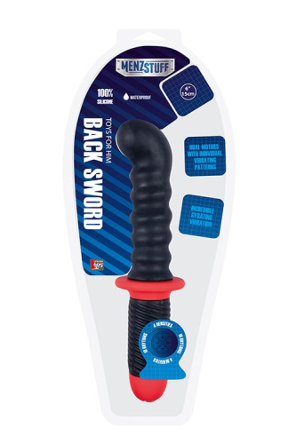 Ребристый двусторонний вибромассажер для анальной стимуляции MENZSTUFF BACK SWORD RIBBED - 27 см. фото 2