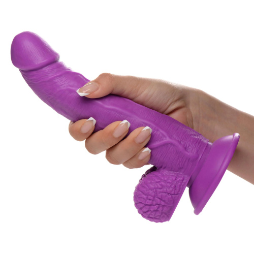 Фиолетовый фаллоимитатор на присоске 7.5  Dildo with Balls - 21,5 см. фото 2