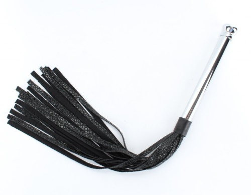 Черная плетка с металлической ручкой - 43 см. фото 4