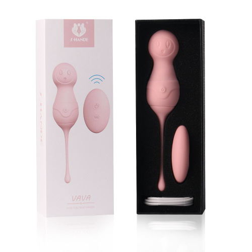 Нежно-розовые вагинальные шарики VAVA с пультом ДУ фото 4