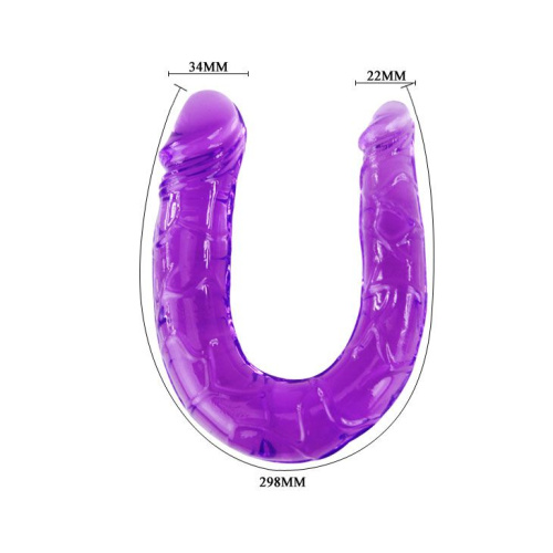 Двухголовый  фиолетовый фаллоимитатор - 29,8 см. фото 4