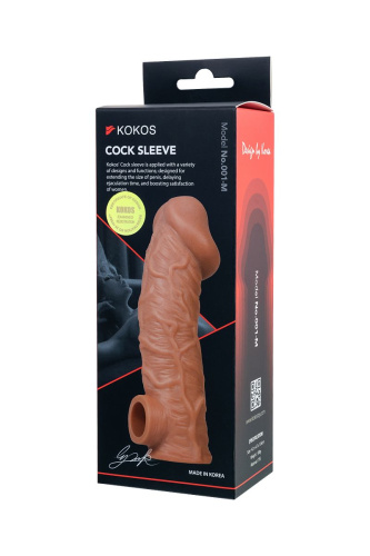 Телесная насадка на фаллос с фиксацией мошонки Cock Sleeve 001 Size M - 15,6 см. фото 10