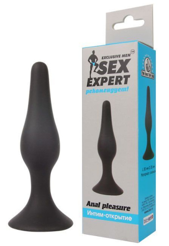 Чёрная анальная втулка Sex Expert - 10 см. фото 2