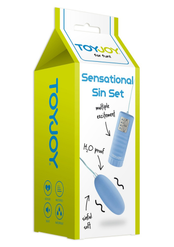 Голубое виброяйцо SENSATIONAL SIN SET - 6 см. фото 2