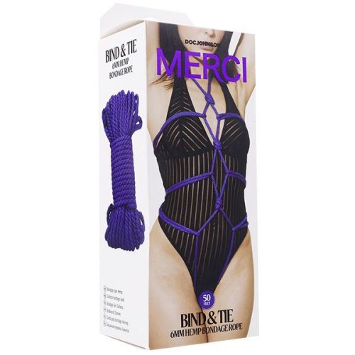 Фиолетовая верёвка для связывания и фиксации Bind&Tie - 15,24 м. фото 2