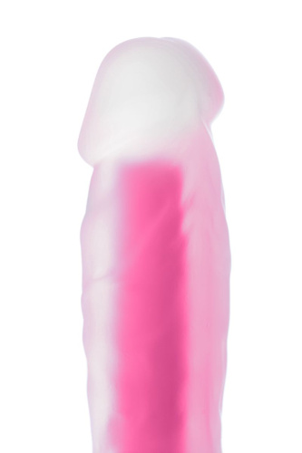 Прозрачно-розовый, светящийся в темноте фаллоимитатор - 18,5 см. фото 5