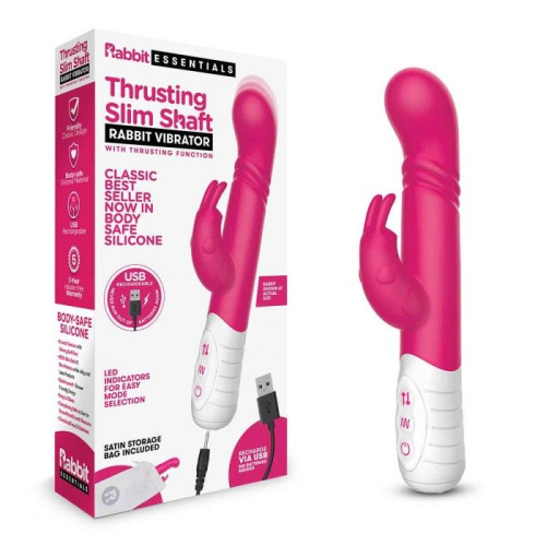 Розовый массажер для G-точки Slim Shaft thrusting G-spot Rabbit - 23 см. фото 2