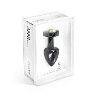 Анальный плаг ANNI R Clover Black Green T1 с кристаллом в виде цветка - 6 см.