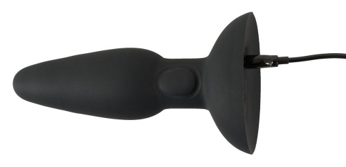 Черная анальная вибропробка с пульсацией в нижней части Thumping Anus Butt Plug - 15 см. фото 5