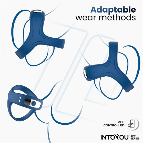 Синее интерактивное эрекционное виброкольцо Rank фото 5