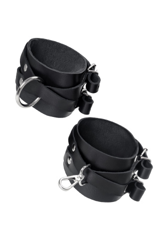 Черные кожаные оковы с двумя перекрёстными ремешками фото 6 Черные кожаные оковы с двумя перекрёстными ремешками фото 6