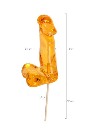 Оранжевый леденец в форме пениса со вкусом аморетто фото 6