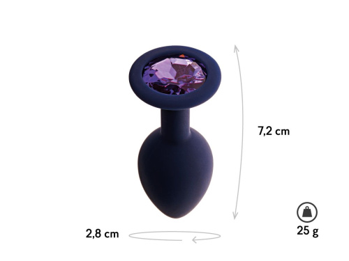 Черничная анальная пробка с фиолетовым кристаллом Gamma S - 7,2 см. фото 2