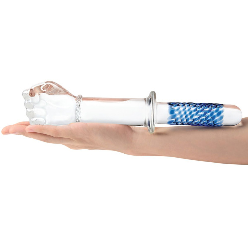 Стеклянный стимулятор в форме сжатой в кулак руки 11’’ Glass Fist Double Ended With Handle Grip - 28 см. фото 5