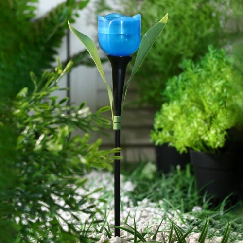 Садовый светильник на солнечной батарее «Тюльпан синий» фото 4