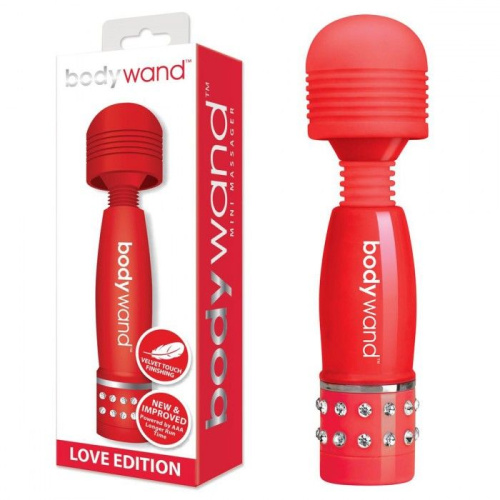 Красный жезловый мини-вибратор с кристаллами Mini Massager Love Edition фото 2