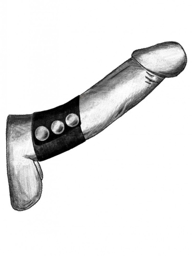 Широкое лассо-утяжка на пенис с металлическими кнопками фото 2