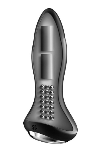 Черная вибропробка с ротацией бусин Rotator Plug 1+ - 12,8 см. фото 3