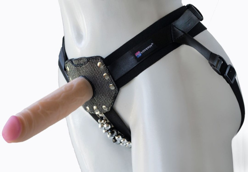 Пояс-трусики с 2 насадками Glamour Silver - 15,5 см.