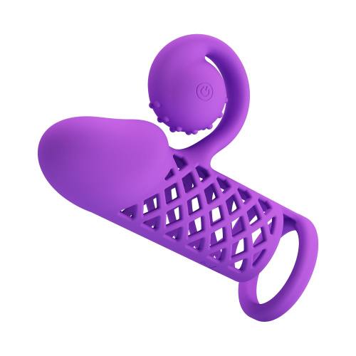 Фиолетовая вибронасадка с клиторальным отростком Harden фото 6 Фиолетовая вибронасадка с клиторальным отростком Harden фото 6